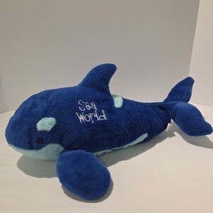 SeaWorld Orca Plush Killer Whale Stuffed Animal Blue 17”